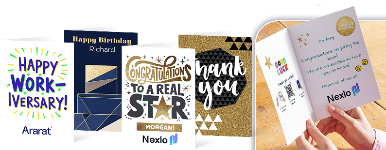 5 different cards with different designs and messages