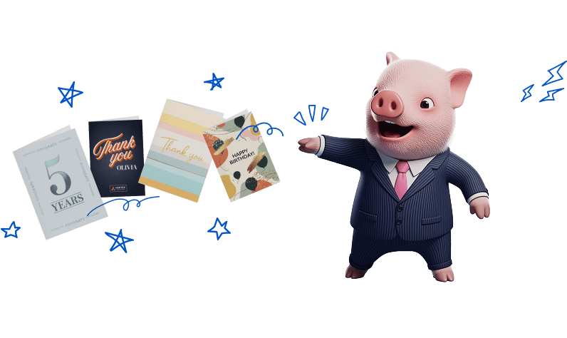 5 different cards with different designs and messages