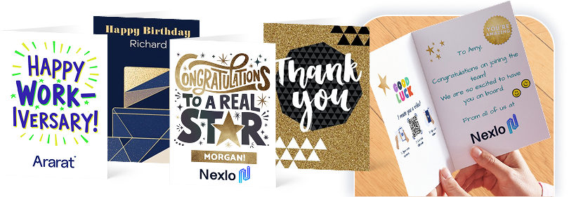 5 different cards with different designs and messages